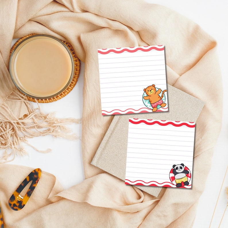 Floating Note Pad Swimming Animals Notepad, Cute Animals, Animal Floaters, Printable ...