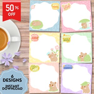 Capybara Print, Cute Capybara, Capybara Printable Notepad, Capybara Notepad, Cute Stationery, Kawaii Memo, Positive Affirmation, Cute Notes