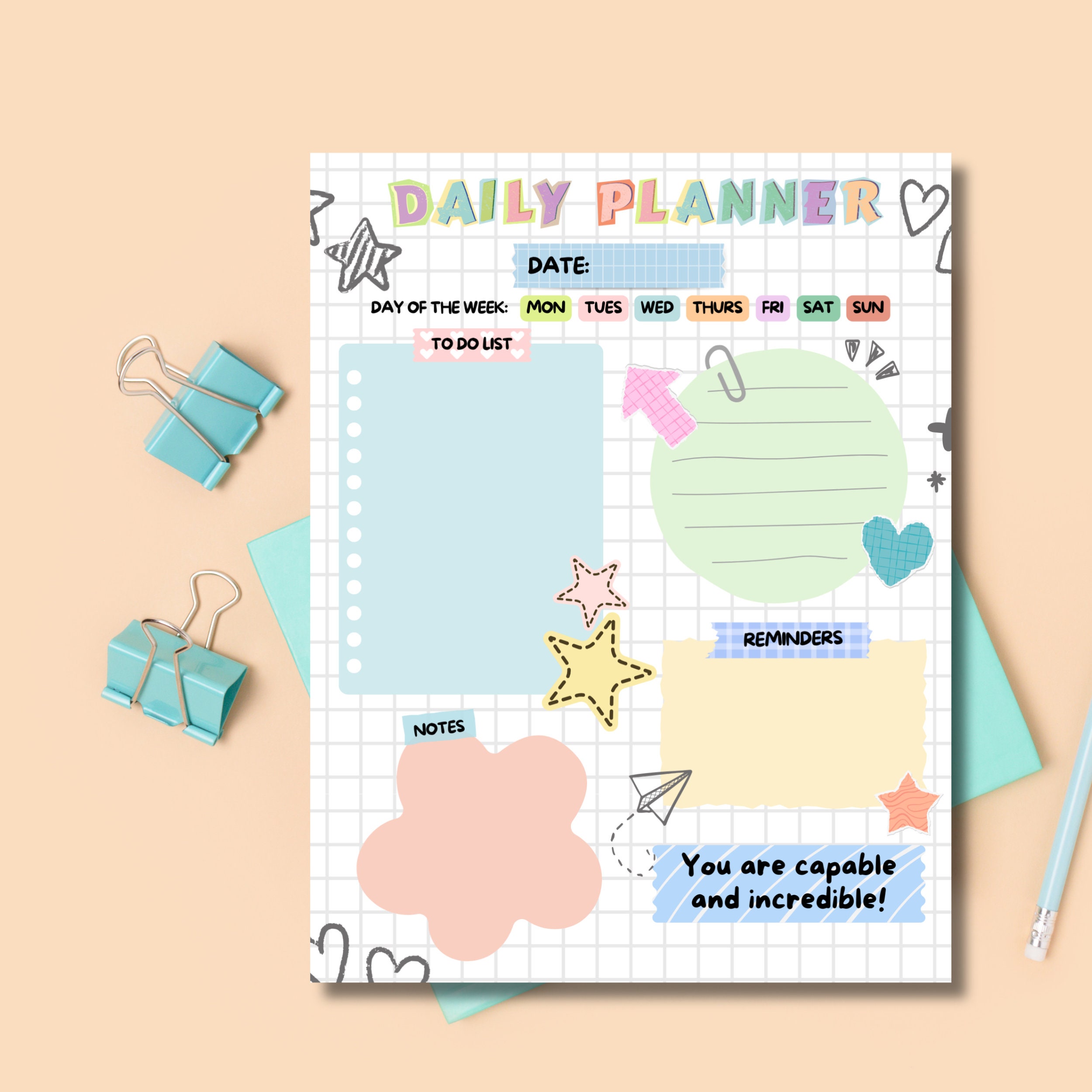 Doodle Printable Notepad, Kawaii Memo, Doodle Print, Cute Daily to Do ...