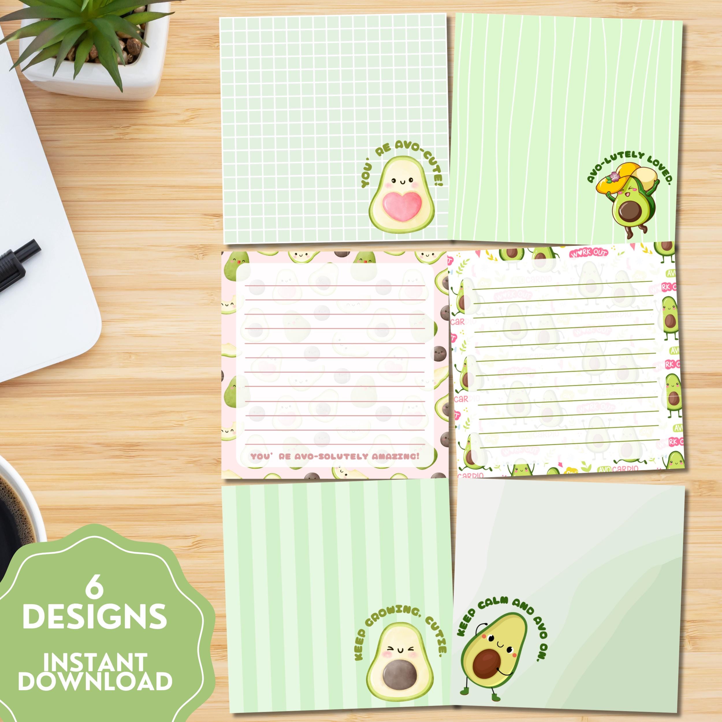 Avocado Notepad, Avocado Printable, Cute Avocado, Printable Notepad ...