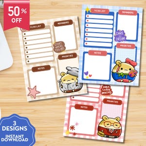 Hamster Notizblock, Hamster Druckbares Notizbuch, tägliche To Do Liste, druckbare Tagesplaner, niedliches Briefpapier, positiver Planer, niedlicher Hamster