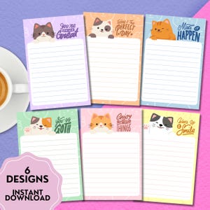 Peeking Cat Printable, Positive Affirmation Printable Notepad , Printable Stationery , Kawaii Memo Gift, Cute Stationery, Positive Printable
