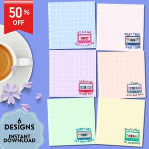 Retro Notizblock, Kawaii Notizblock, Kassette, Notizblock, Retro Print, Kawaii Memo, Positive Affirmation, Kawaii Notizblock
