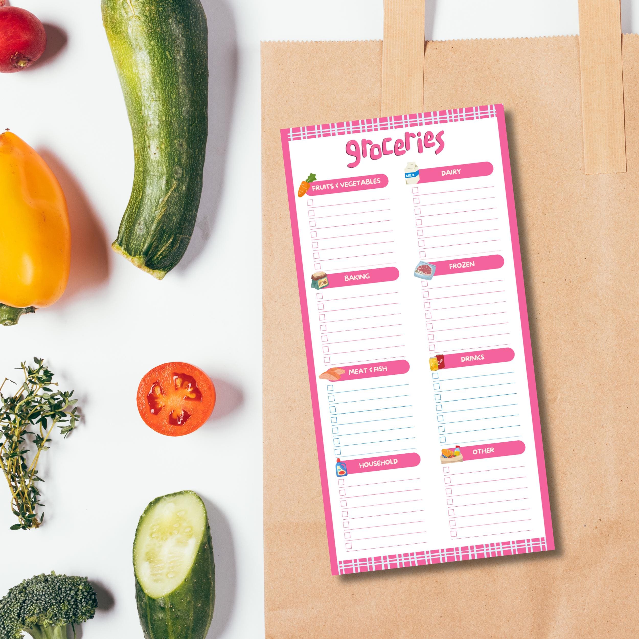 Grocery List Color Border, Printable Notepad , Kawaii Memo, Cute ...