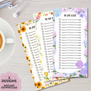 Floral To Do List, Printable Notepad , Kawaii Memo, To do List, Cute Stationery, Floral Print, Flower Pattern, Flowers Notepad, Floral Print