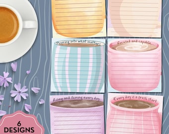 Kaffe-anteckningsblock, kaffeutskrivbara material, utskrivbart anteckningsblock, present till kaffeälskare, utskrivbart anteckningsblock, sött brevpapper, kawaii-anteckningsblock, kaffeälskare