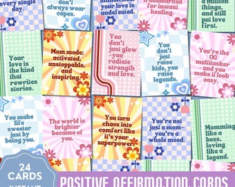 Mothers Day Affirmation, Positive Affirmation Cards, Affirmation Cards Printable, Mental Health, Retro Cards, Mom Affirmations, Mom Gift