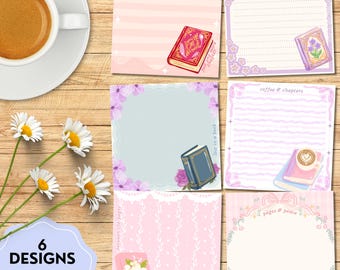 Bloc de notas imprimible para amantes de los libros, chica literaria, bloc de notas para chicas lindas, papelería linda, bloc de notas kawaii, chica amante de los libros, chica lectora, bloc de notas para lectores acogedores