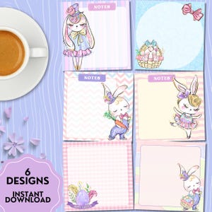 Easter Notepad, Printable Notepad, Easter Glitter Print, Easter Printable, Kawaii Memo, Cute Stationery, Spring Notepad, Pastel Easter Memo