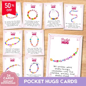 Freundschaftsarmband Pocket Hugs, Pocket Hugs Karten, Pocket Hug Printable, Affirmationskarten Printable, Freundschaftskarten, positives Geschenk