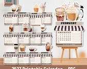 Coffee Calendar, Printable Calendar, Cute Calendar, Calendar 2027, Colorful Calendar, Desk Calendar, Positive Affirmation Calendar