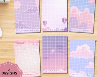 Druckbarer Notizblock, Lofi druckbarer Notizblock, positive Affirmation druckbare Notizblätter, niedliches Briefpapier, Mental Gesundheit Positive Notizblock Notiz