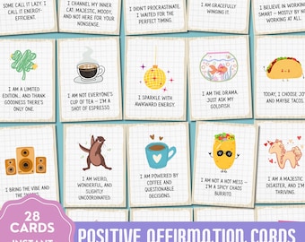 Funny Affirmations, Positive Affirmation Cards, Positive Printable, Positive Quotes, Funny Affirmation Cards, Funny Motivation