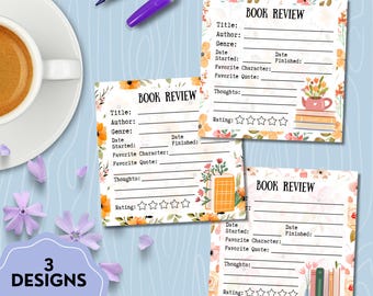 Blume Buchbesprechung, Kawaii Memo, Buchbesprechung Notizblock, niedliches Briefpapier, Buchbesprechung Vorlage, Buchbesprechung Journal, Buch Notizblock
