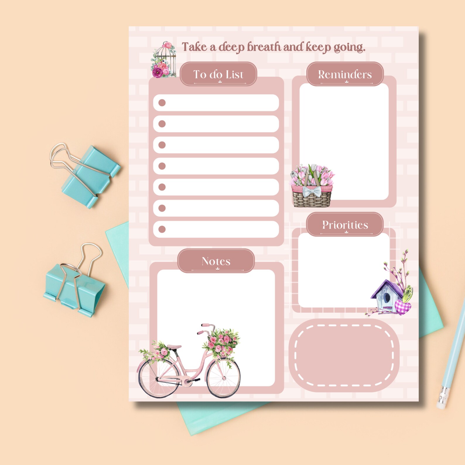 Vintage Printable, Positive Printable Notepad, Kawaii Memo Pad, Cute ...