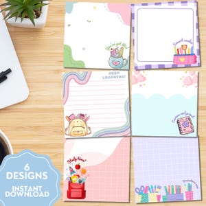 Leuke schoolnotitieblok, afdrukbare student, leuke schoolprint, afdrukbaar notitieblok, schattig briefpapier, kawaii memo, afdrukbare positieve bevestiging