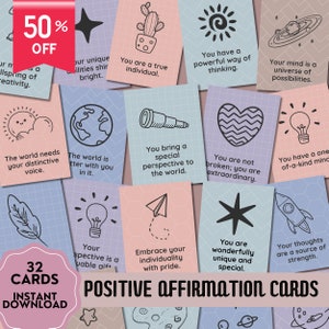 Tarjetas imprimibles con afirmaciones positivas sobre neurodivergencia, refranes positivos, autocuidado de la salud mental, tarjeta para el TDAH, concientización sobre el Día Mundial de la Salud Mental