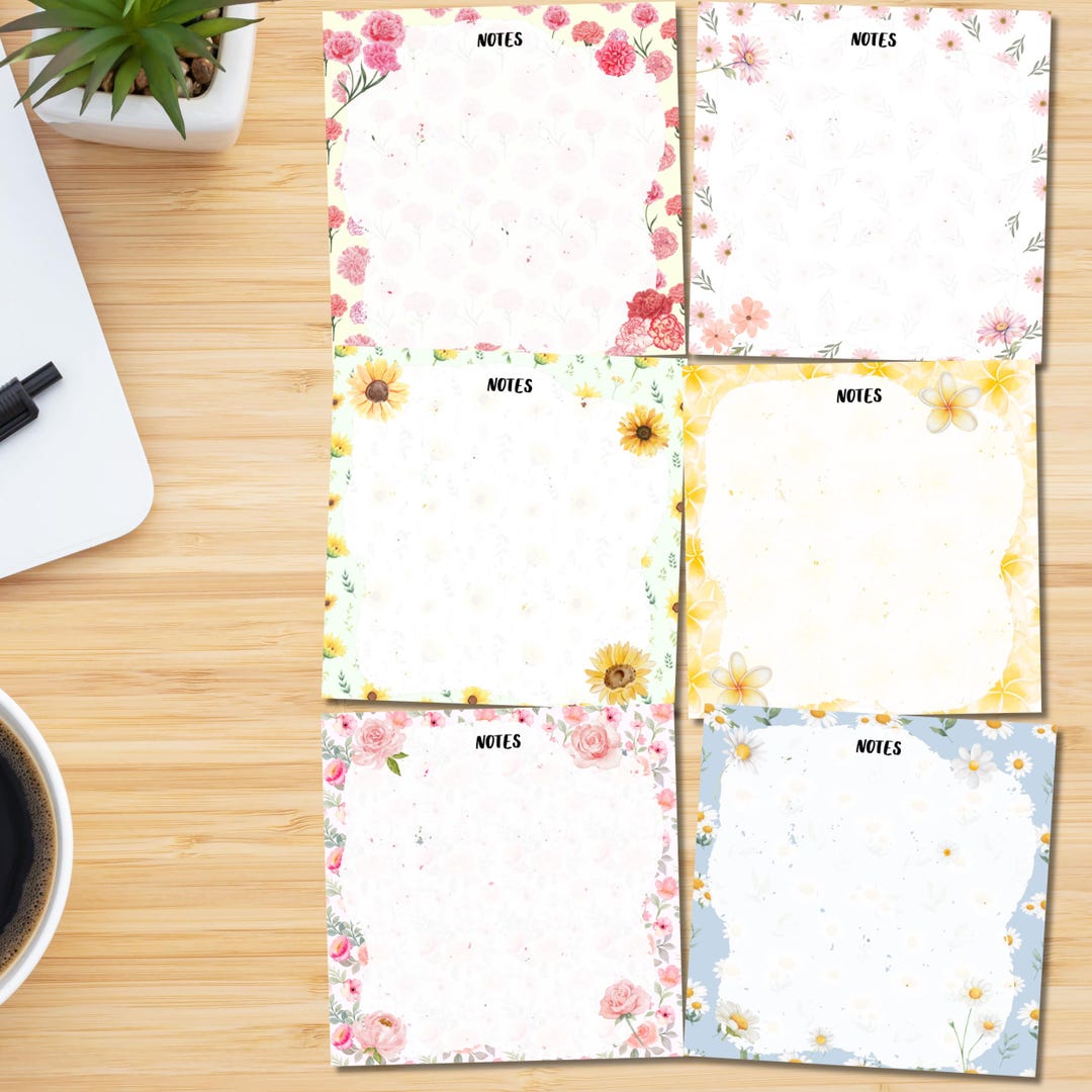 Flower Notepad, Printable Notepad, Floral Print, Cute Stationery ...