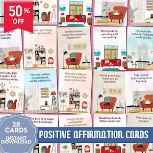 Funny Affirmation, Positive Affirmation Cards, Positive Printable, Positive Quotes, Funny Affirmation Cards, Funny Motivation, Productivity