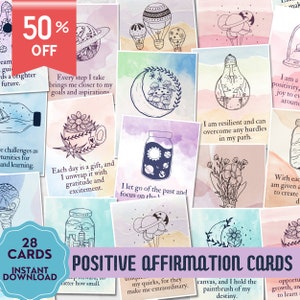 Aquarelprints, positieve bevestiging, bevestigingskaarten afdrukbaar, positieve citaten, geestelijke gezondheid, kleurrijke affirmatie, motivatiekaart