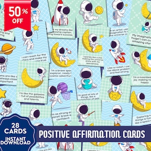 Positive Affirmation Cards, Astronaut Printable, Affirmation Card for Children, Positive Quotes, Student Motivation, Kids Motivation
