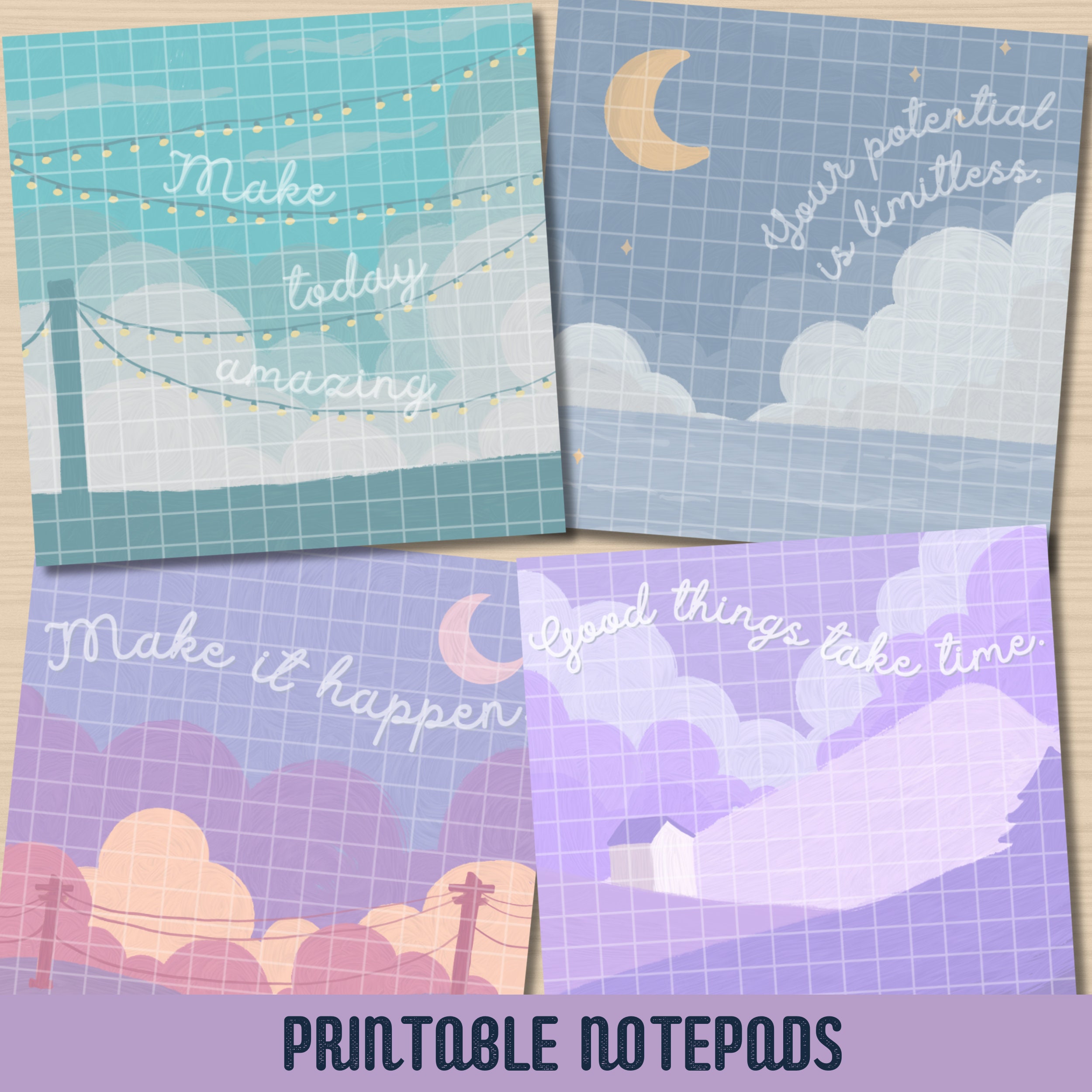 Printable Notepad, Oil Paint Notepad, Positive Affirmation, Nature ...