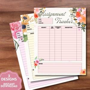 Flower Planner, Assignment Tracker, Printable Notepad, Kawaii Memo Pad, Study Planner, Cute Stationery, Student Notepad, Printable Planner