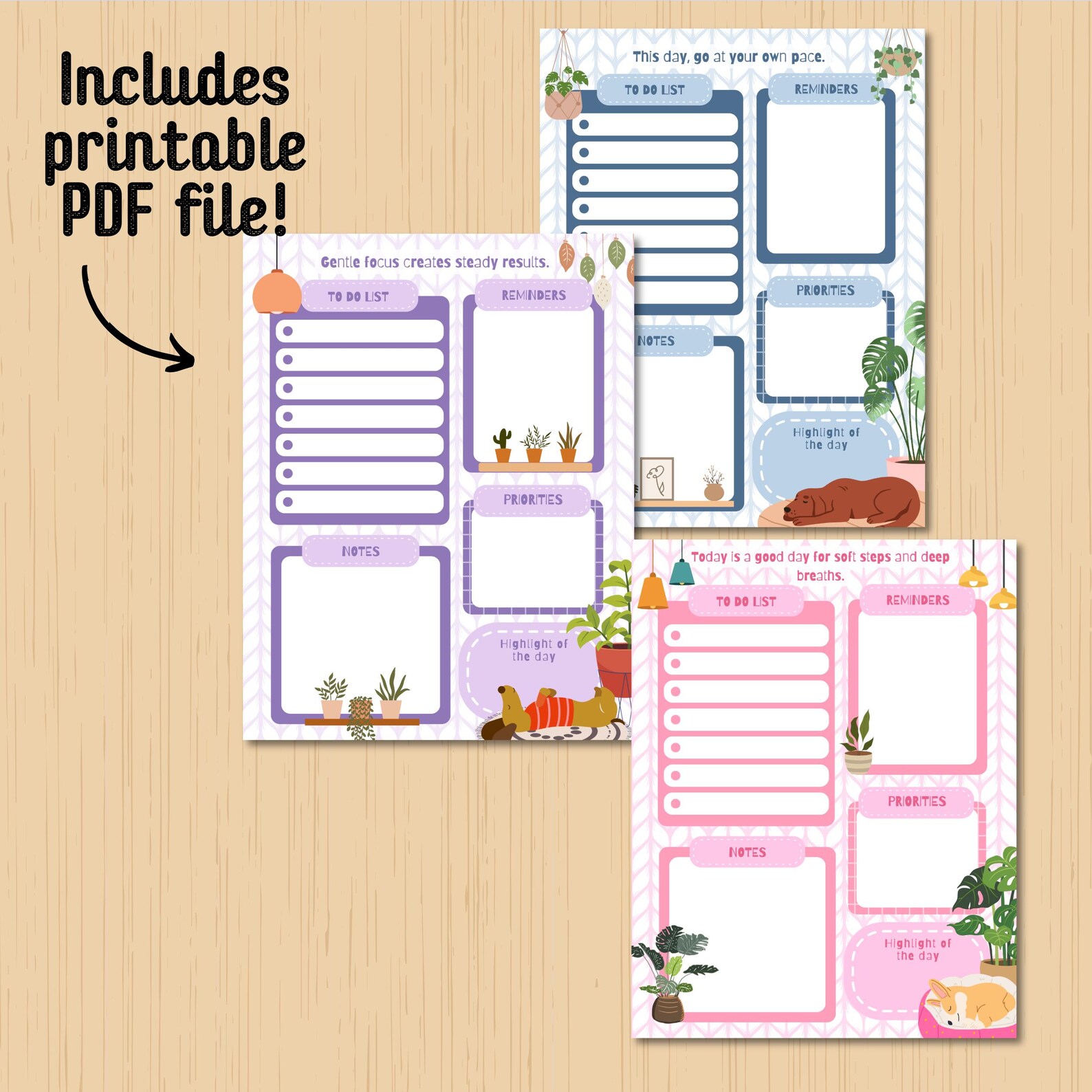 Cozy Dog Printable Notepad, Kawaii Memo Pad, Cute to Do List, Printable ...