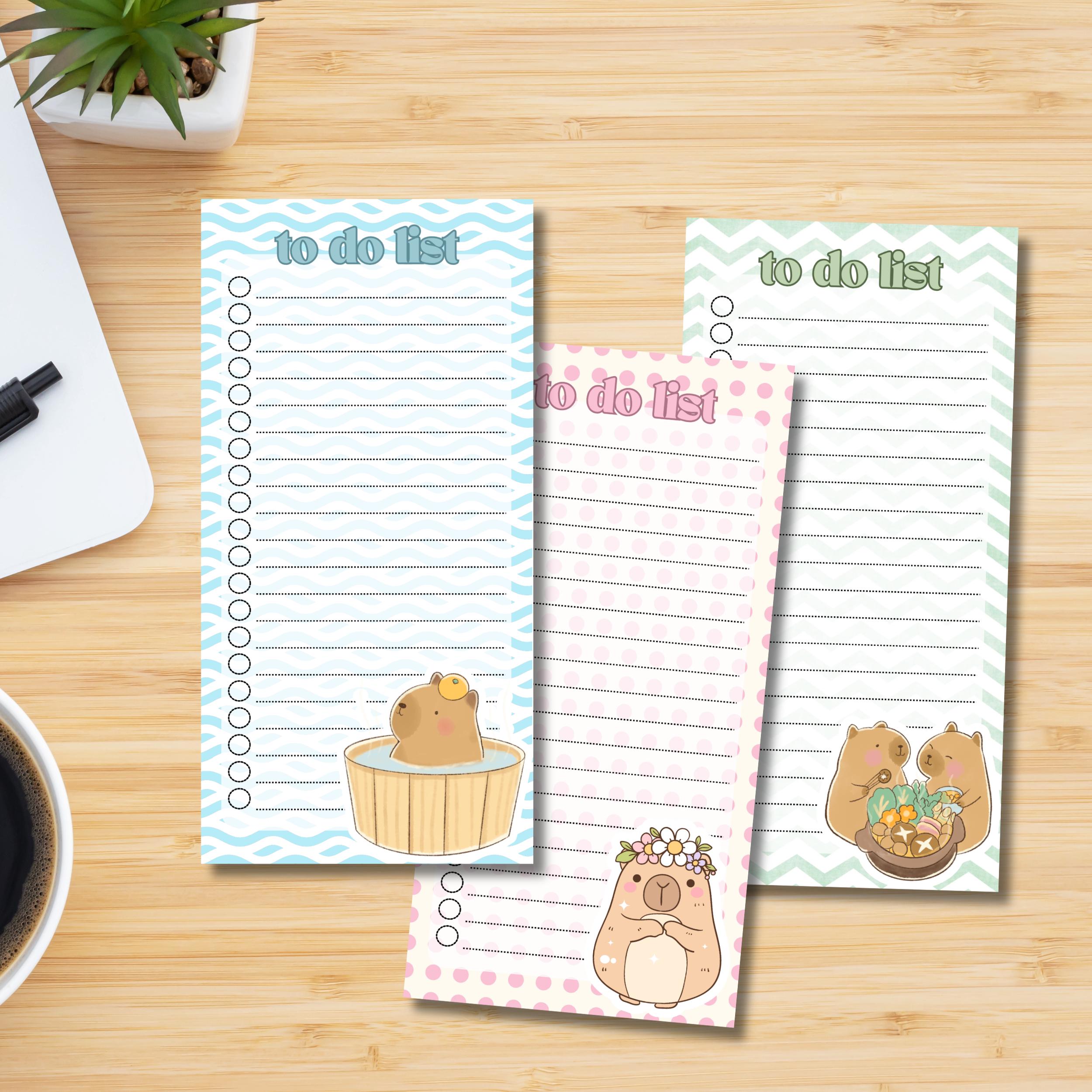 Cute Capybara List, Printable Notepad , Kawaii Memo, to Do List, Cute ...
