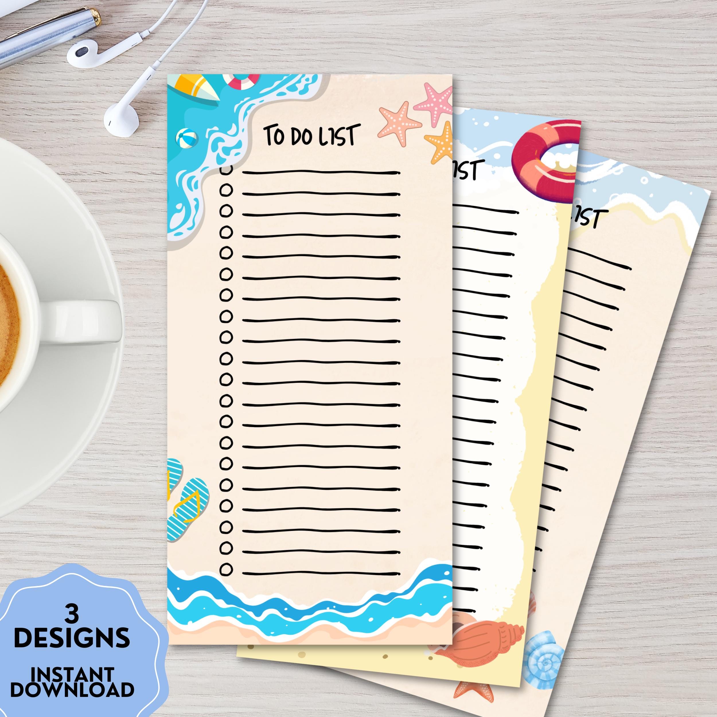 Beach to Do List, Printable Notepad , Kawaii Memo, to Do List, Cute ...