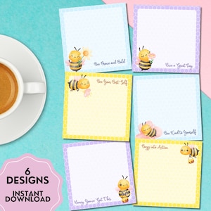 Bee Positive Notepad, Bee Printable, Memo Pad Cute, Bee Printable Notepad, Cute Stationery, Kawaii Memo Pad, Positive Affirmation Printable