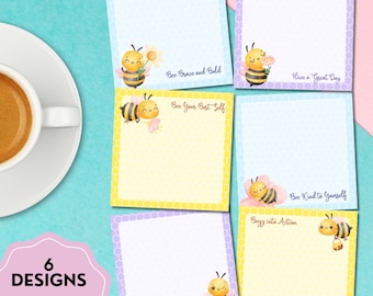 Bee Positive Notepad, Bee Printable, Memo Pad Cute, Bee Printable Notepad, Cute Stationery, Kawaii Memo Pad, Positive Affirmation Printable
