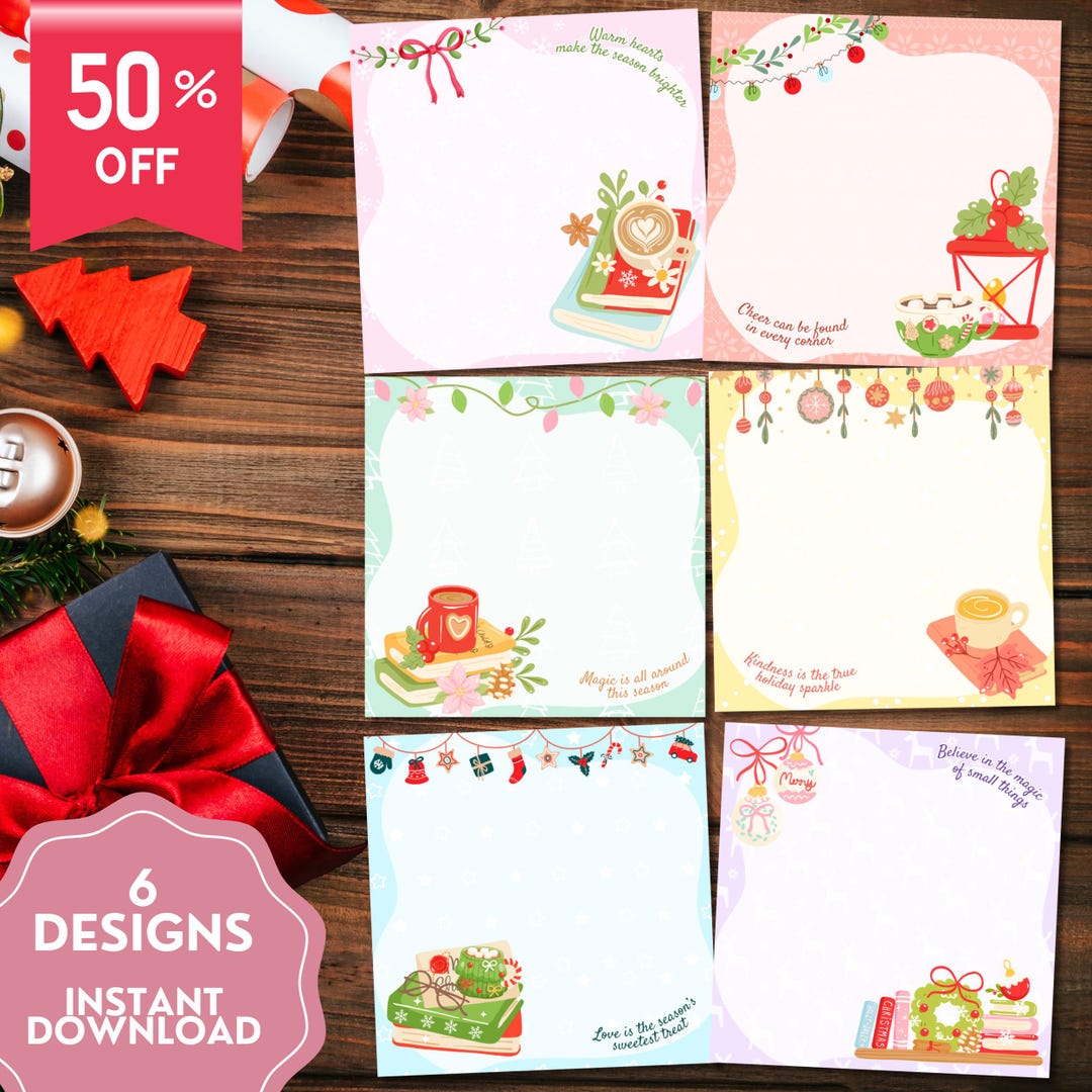 Pastel Christmas Notepad, Christmas Decoration, Printable Notepad, Cute ...