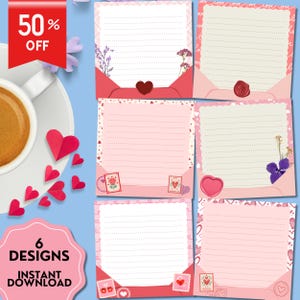 Liebesbrief, Valentinstag Notizblock, Liebesbrief Notizblock, bedruckbarer Notizblock, Kawaii Memo, Niedliches Briefpapier, Kawaii Memo, Liebesbrief Print