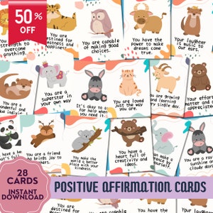 Positive Affirmationskarte, Kinder Affirmationskarte, süße Tiere, positive Zitate, Back to Schulkarten, Studentenmotivation Affirmation