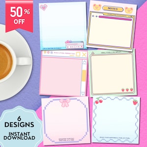 Pastell Pastell Kunst Notizblock, Kawaii Memo, Positive Affirmation, druckbare Memo Blätter, niedliches Briefpapier, positiver Notizblock