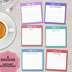 Lustiges druckbares Notizbuch, Kawaii Memo Blätter, süßes Briefpapier, Namensschild To Do-Liste, digitaler Notizblock, lustige Sätze, witziger Notizblock, lustige Notiz