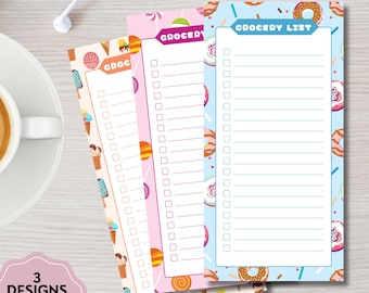 Sweets Grocery List, Printable Notepad , Kawaii Memo, Cute Stationery, Shopping List, Grocery List Template, Cute Grocery List Printable