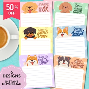 Hund druckbare Notizblock, süßes druckbares Briefpapier, kawaii Memo, niedliches druckbares Briefpapier