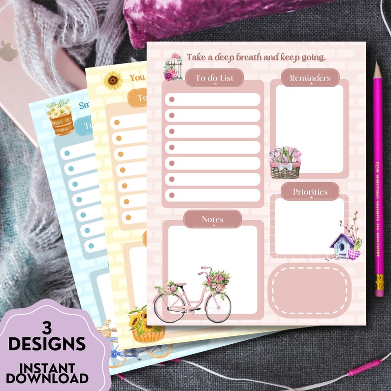 Vintage Printable, Positive Printable Notepad, Kawaii Memo Pad, Cute ...