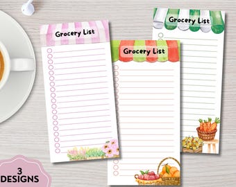 Blocco note stampabile con lista della spesa, blocco note stampabile con promemoria kawaii, fogli promemoria per la lista della spesa, cancelleria carina, promemoria per la lista della spesa