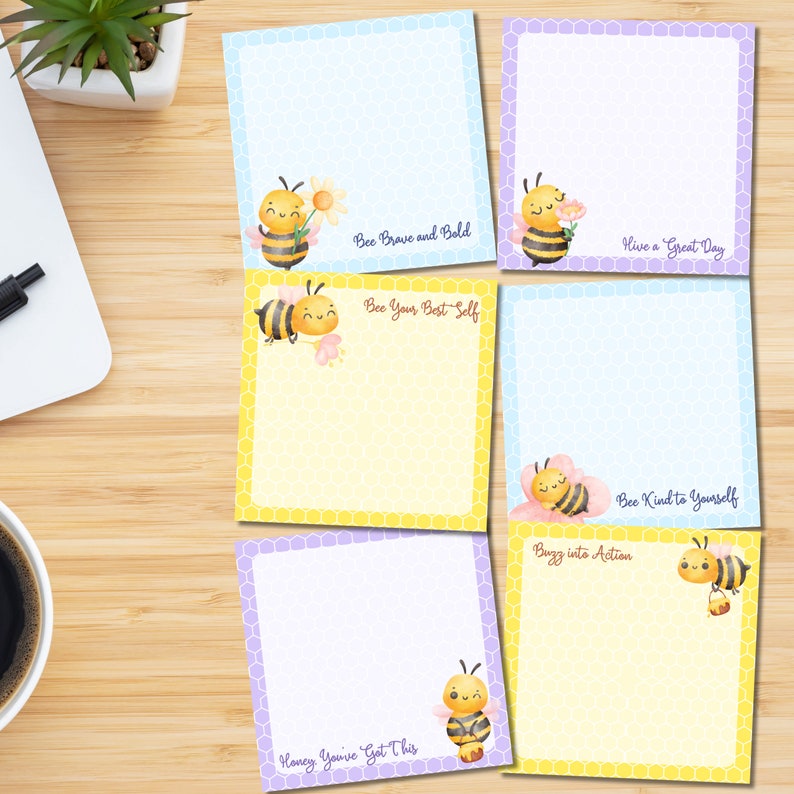 Bee Positive Notepad, Bee Printable, Memo Pad Cute, Bee Printable ...