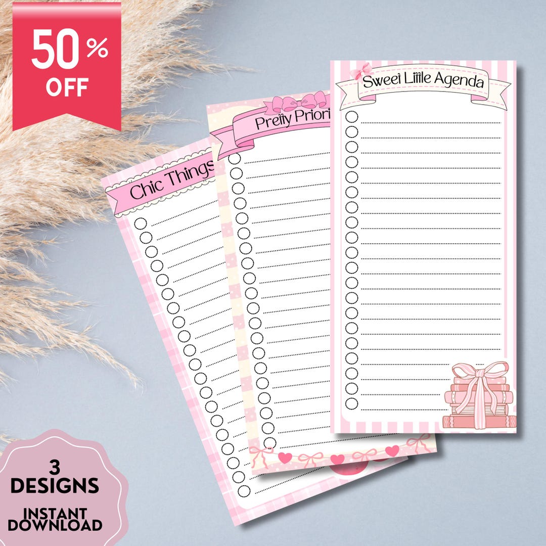 Coquette to Do List, Printable Notepad , Kawaii Memo, to Do List, Cute ...