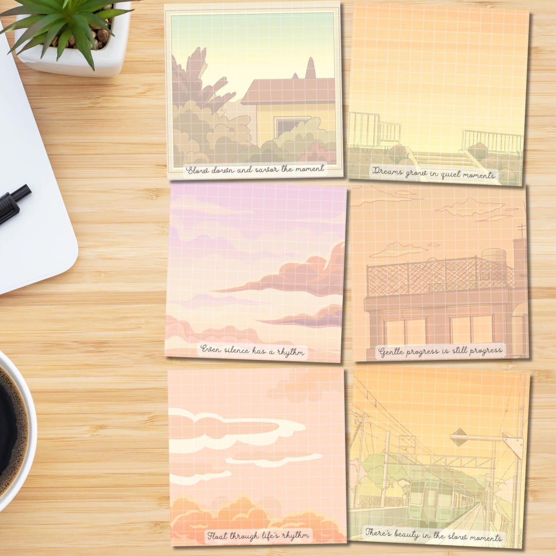 Sunset Notepad, Lofi Printable Notepad, Positive Affirmation, Kawaii ...