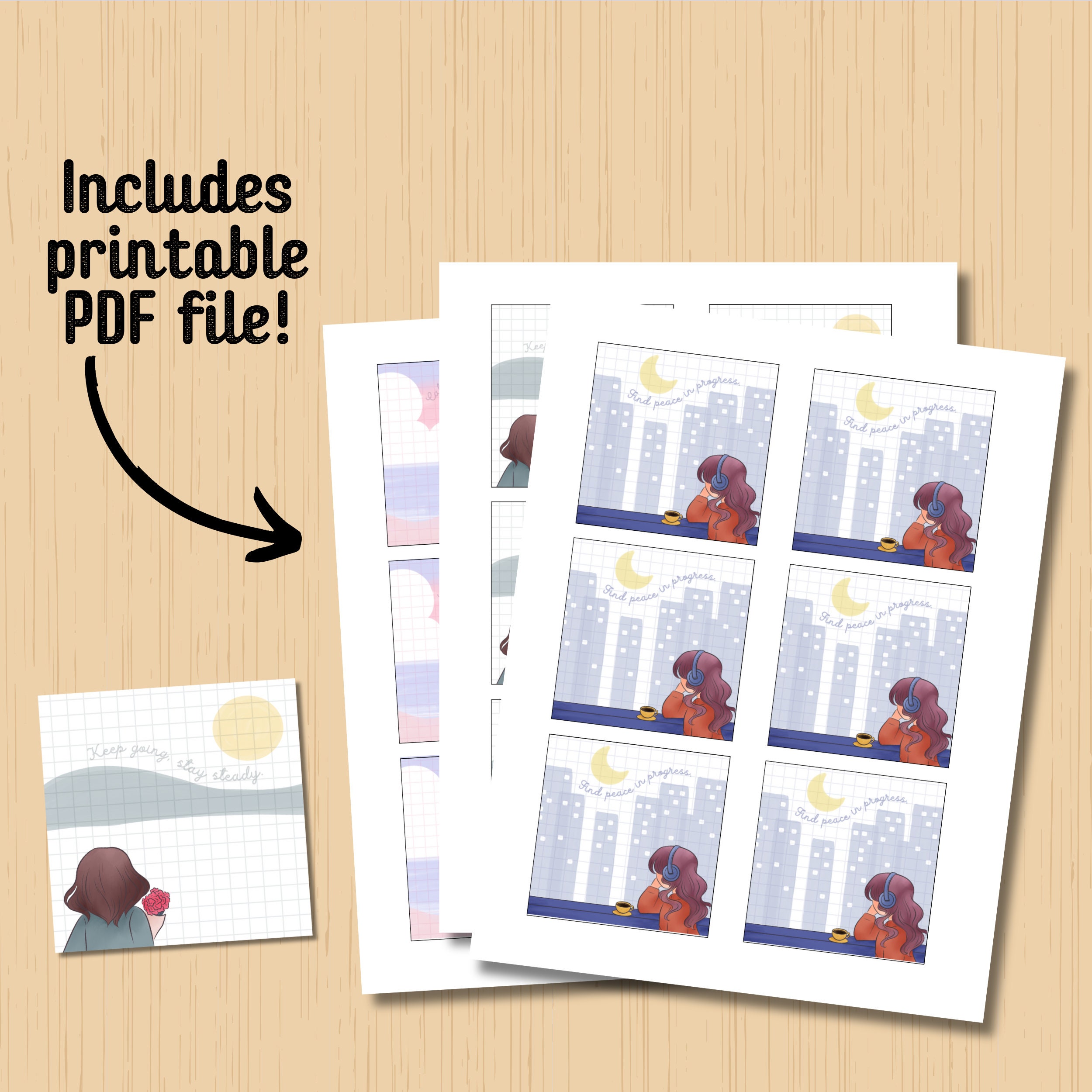 Printable Notepad, Cute Girl Notepad, Positive Affirmation, Kawaii Memo ...