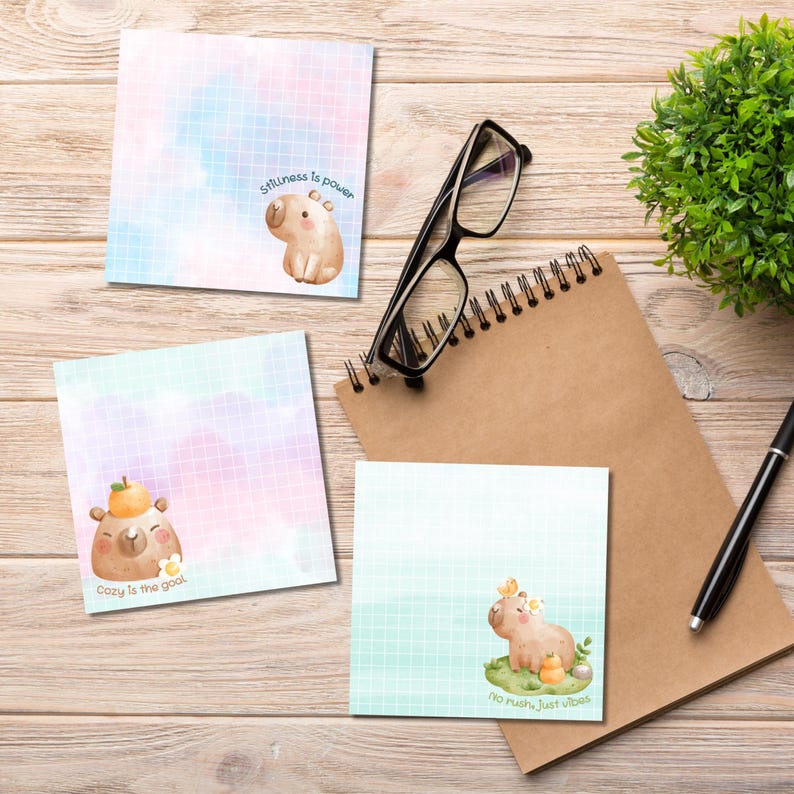 Watercolor Capybara Notepad, Cute Capybara, Printable Notepad, Student ...