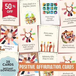 United Nations Card, Positive Affirmation Cards Printable, Positive Quotes, Mental Health, Diversity World Peace Card, Humanity Printable