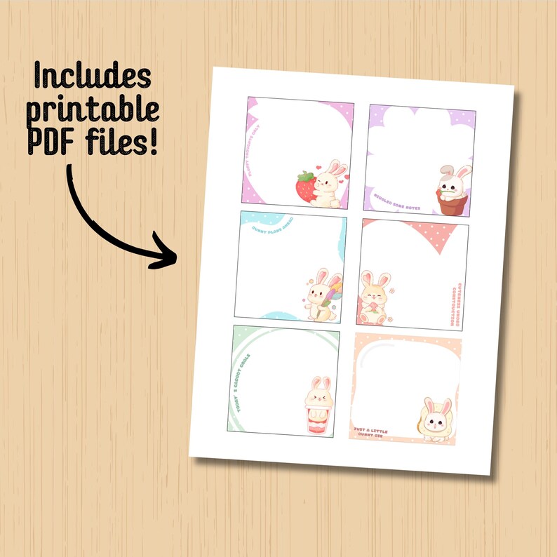 Rabbit Notepad, Bunny Printable, Cute Bunny, Printable Notepad, Cute ...