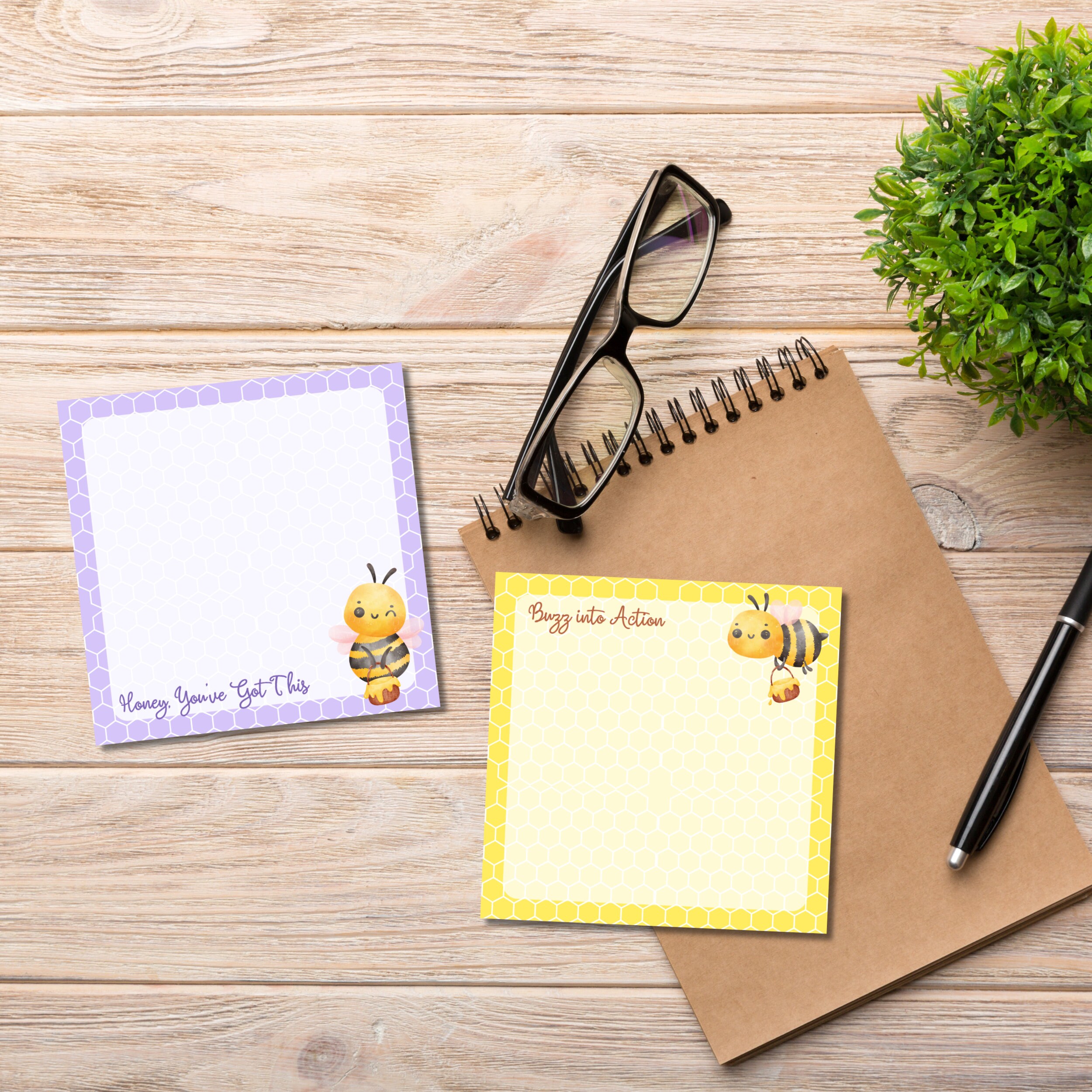 Bee Positive Notepad, Bee Printable, Memo Pad Cute, Bee Printable ...