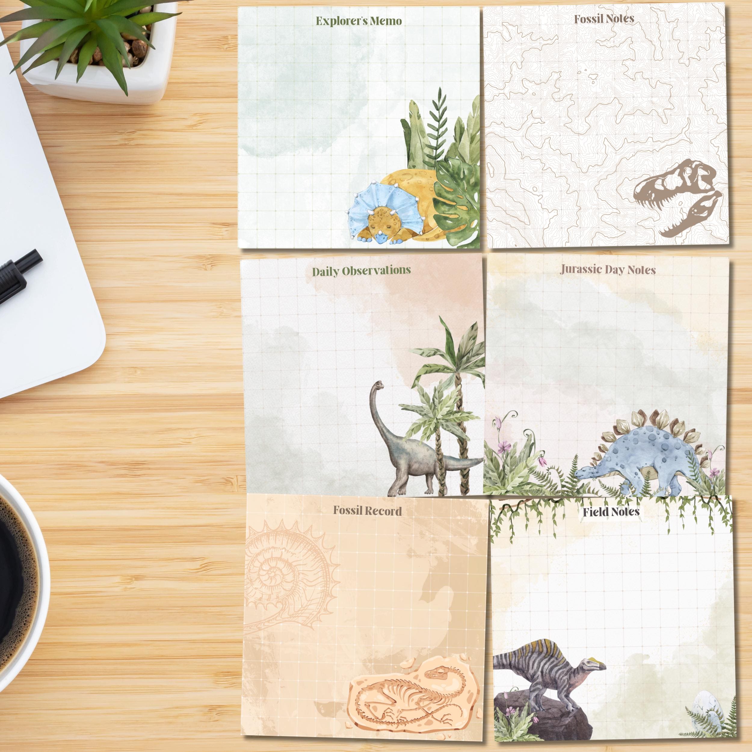 Jurassic Notepad, Dinosaur Print, Printable Notepad, Cute Stationery ...